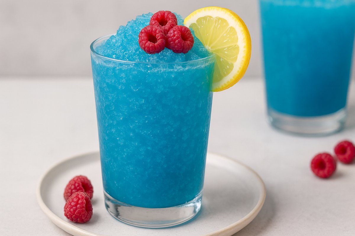 Cocktail slush aux framboises bleues glacé