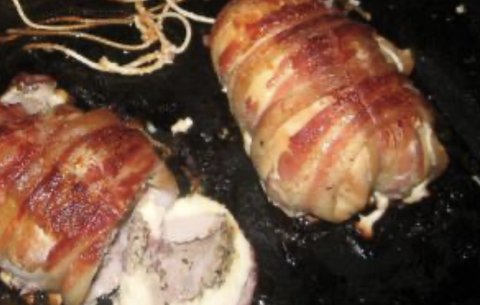 Coq au porc bardé de bacon