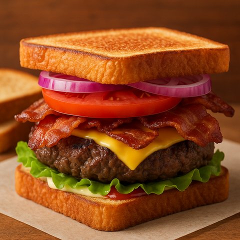 Hamburger maison sur pain grillé avec bacon croustillant