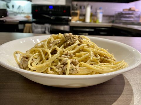 Spaghettis au pesto crémeux